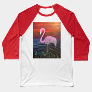 Flamingo at Sunset Baseball T-Shirt